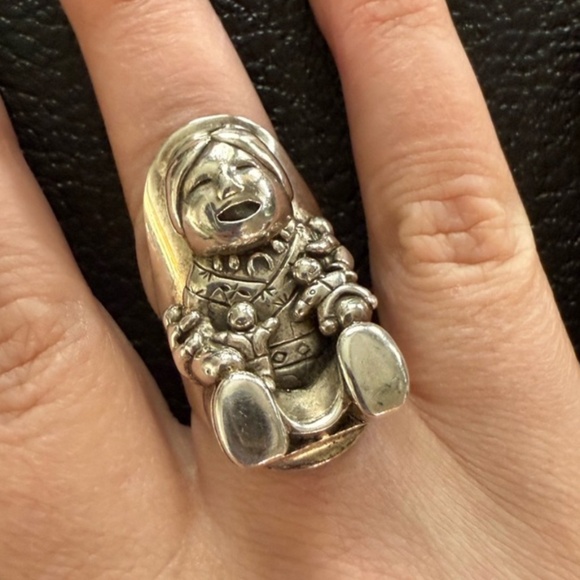 Carol Felley 1990 Sterling Storyteller Ring Sz 9Signed Vintage Southwest